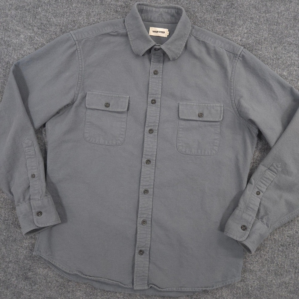 Taylor Stitch The Yosemite Shirt Mens 40 Medium Slate Brushed Chamois Flannel